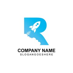 Letter R Rocket Logo Template Design Vector