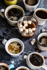 Variety of coffee drinks