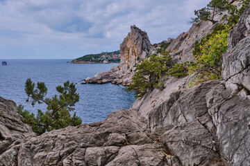 Fototapeta na wymiar South Crimea. Rocky coast of the Black Sea.