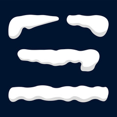 Set of snow icons. Horizontal view. Colored silhouette. Vector flat graphic illustration. The isolated object on a blue background. Isolate.