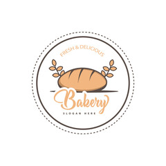Retro bakery cake logo design isolated on white background