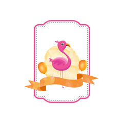 Animal flamingo badge design template isolated on white background