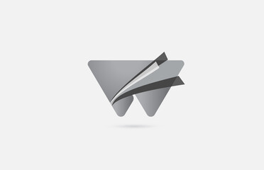 grey black W alphabet letter logo icon for company. Creative design for business and corporate