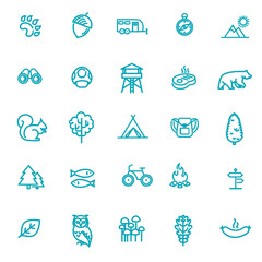 Camping, Forest and Outdoor Activities icons