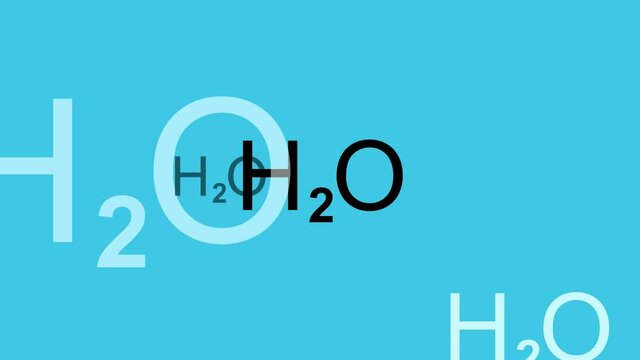Animation with water chemical formula H2O (seamless loop)