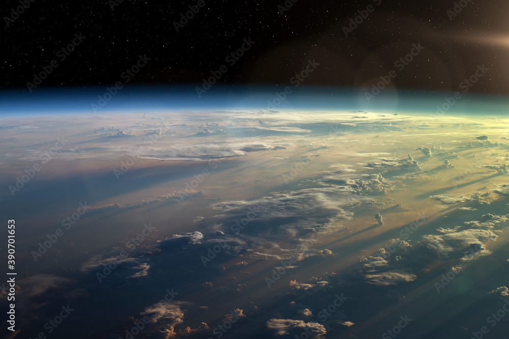 Wall mural planet earth from space. earth's atmosphere. elements of this image furnished by nasa.