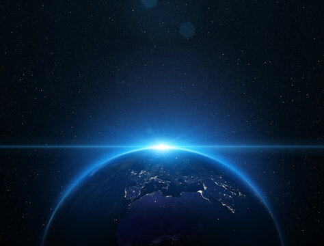 Earth from the space at night. Elements of this image furnished by NASA.