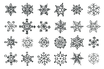 set of snowflakes for new year