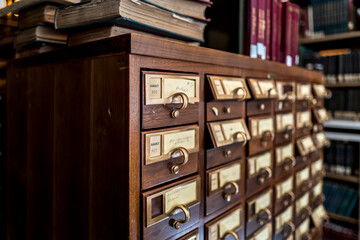 Wooden Library Card Catalog Cabinets