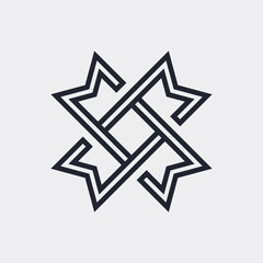 Complex Geometric Contemporary Element. Logo Template Design for Business Corporate Sign. Abstract Merged Figures for Web Design or Info-Graphics on Gray Backdrop