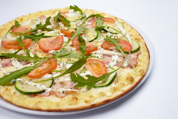 tasty pizza on the white
