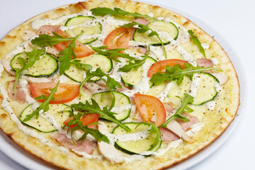 tasty pizza on the white