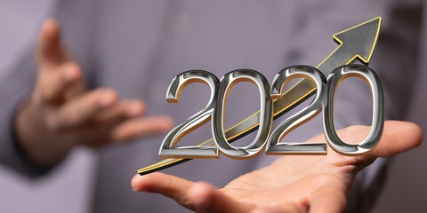 business year 2020 up goals and success illustration
