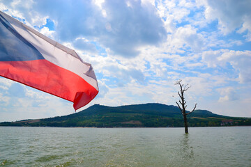 Palava, Czech flag, wine protected area, view from the Nove Mlyny reservoir