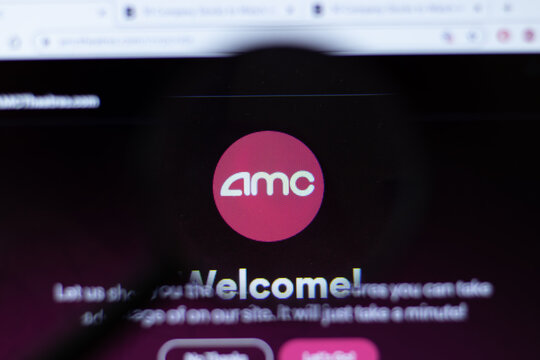 Moscow, Russia - 1 June 2020: AMCtheatres.com Website Page. AMC Entertainment Holdings Inc Logo On Display Screen, Illustrative Editorial.