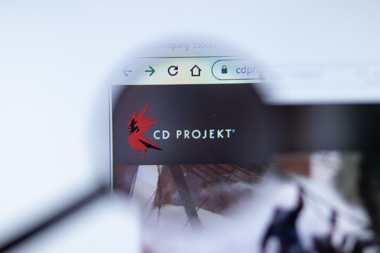 Moscow, Russia - 1 June 2020: CDProjekt.com website page. CD Projekt logo on display screen, Illustrative Editorial.