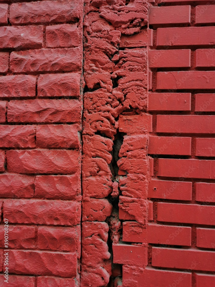 Poster simple plain textured brick wall designed with strong rectangular geometric shapes and patterns