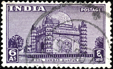 Gol Gumbaz in Bijapur on old indian stamp