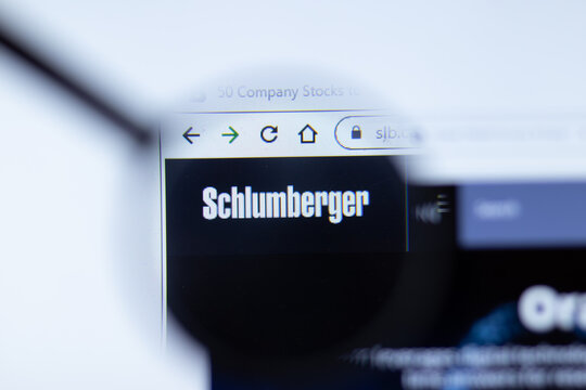 Moscow, Russia - 1 June 2020: Slb.com website page. Schlumberger Ltd SLB logo on display screen, Illustrative Editorial.