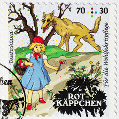 Little red riding hood on german postage stamp