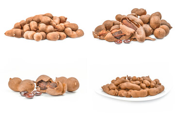 Collage of Tamarind close-up on white