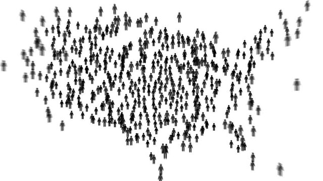 USA country population map made up of people figure icons