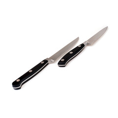 Two sharp knives isolated on a white background