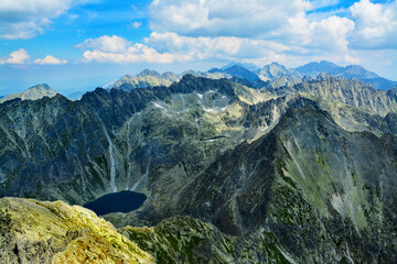 View from Krivan peak, Tatra Mountains, Slovakia, beautiful mountain landscape in Carpathians