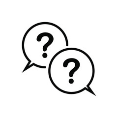 Linear chat speech message bubbles with question and exclamation marks. FAQ or Forum icon. Communication concept. Vector illustration isolated on white background