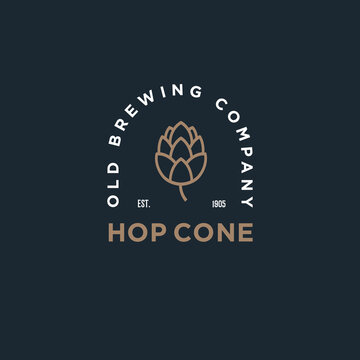 Old Brewing company emblem. Hop cone logo. Craft Beer logotype. Hop Cone and typographic Composition.