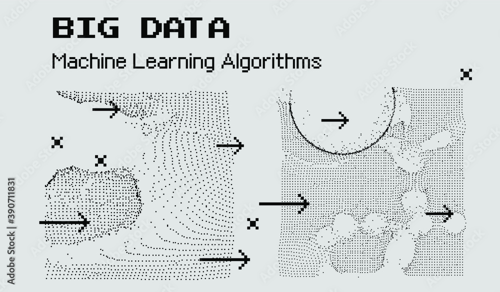 Poster Vector abstract 3D big data visualization. Concept of complexity analysis for smart business planning.
