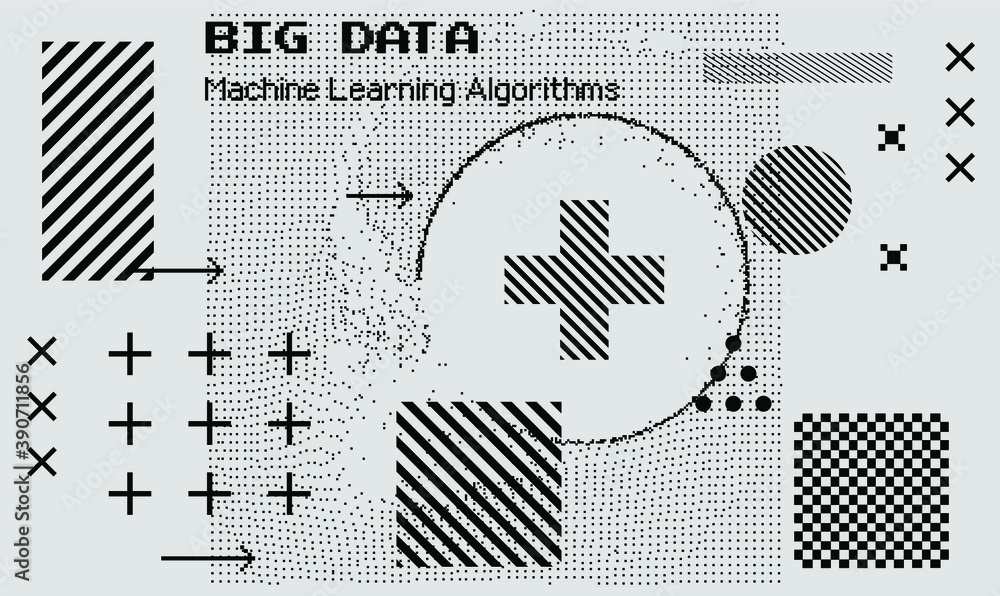 Aufkleber Vector abstract 3D big data visualization. Concept of complexity analysis for smart business planning.