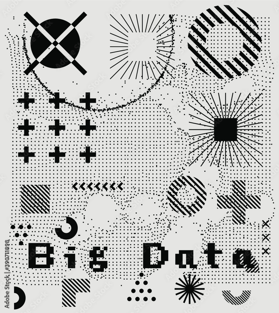 Poster Vector abstract 3D big data visualization. Concept of complexity analysis for smart business planning.