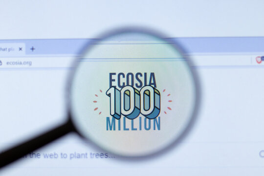 Moscow, Russia - 1 June 2020: Ecosia website with logo , Illustrative Editorial