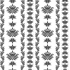 Floral pattern. Black and white illustration. Wallpaper. Vertical strips