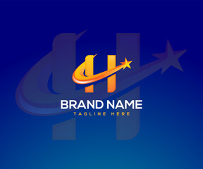 letter H logo with a star symbol