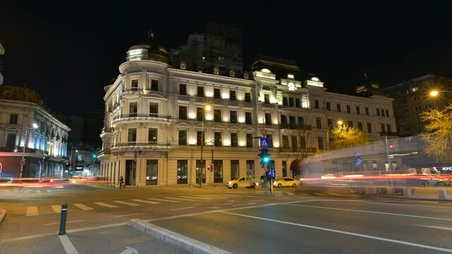Bucharest city traffic timelapse footage