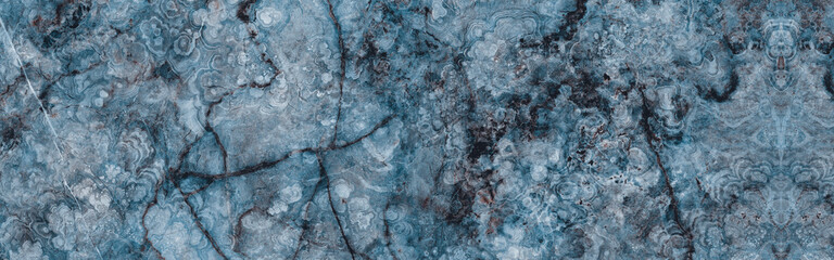 luxury blue Italian marble texture background, interior slab marble stone tile for home decoration, wall and floor tile surface, Blue and gold agate ripple pattern, horizontal elegant blue slab tile.