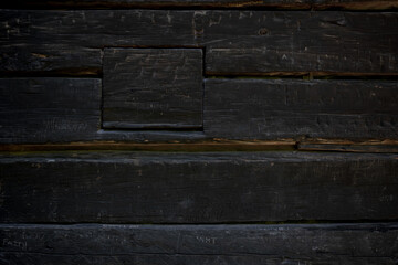 Charred Wall Of Old Cabin