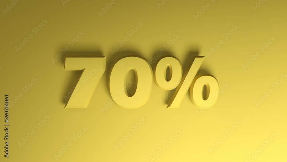 Poster the write 70 percent passes on a yellow background - 3d rendering video clip animation