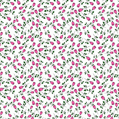 seamless pattern pink rose branch design