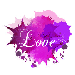 Love word text on magenta spot dots vector image