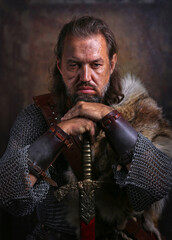 Close up portrait of knight.