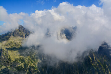 View from Slavkovsky Peak, Tatra Mountains, Slovakia. Beautiful mountain landscape
