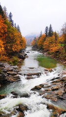 mountain river in autumn