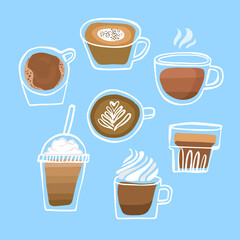 Vector coffee cups. Hand drawn coffee illustration