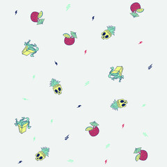 Island and palm trees hand drawing sketch line in seamless pattern vector for fashion fabric and all prints on white background