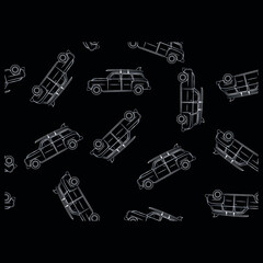 Beautiful botanical vector seamless pattern background with coconut palm trees, sailboat silhouettes. Isolated on white background. The Summer beach surfing illustration.