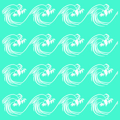 Seamless Wave Pattern vector background, Abstract water sea modern illustration. wavy brush stroke, curly grunge paint lines