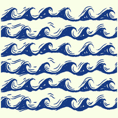 Seamless Wave Pattern vector background, Abstract water sea modern illustration. wavy brush stroke, curly grunge paint lines